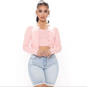Fashion Nova Cardigan Set -Pink